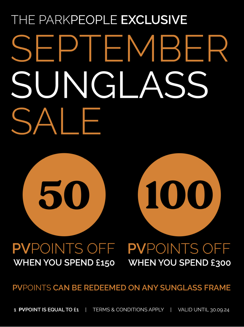 September Sunglass Sale - 50 points off when you spend £150 - 100 points off when you spend $300